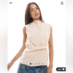 ASOS Cowl Neck Sleeveless Top with Twist Waist Detail